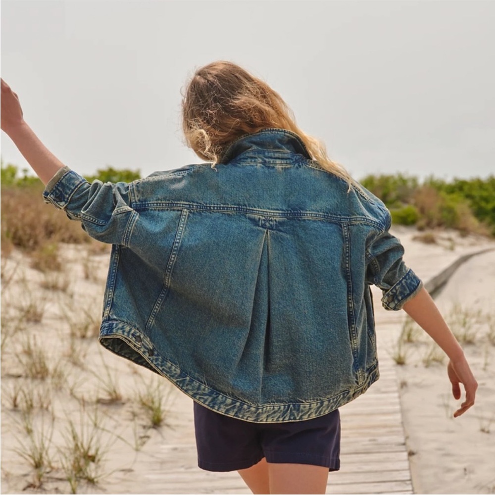Free People Oversized Acid Wash Blue Denim Jacket - Picture 5 of 5